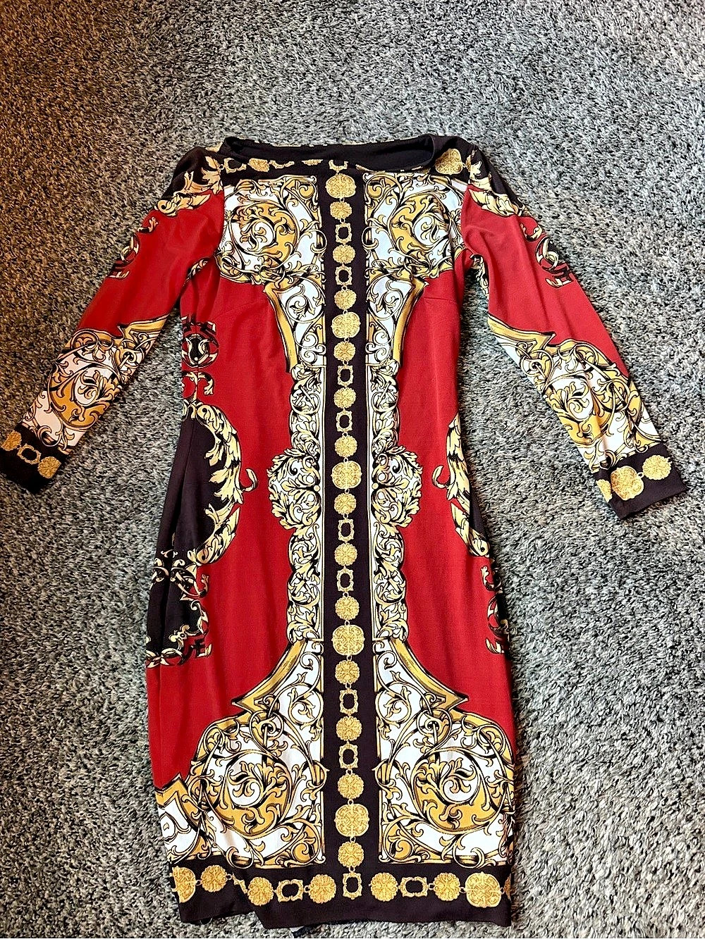 Cache Baroque Bodycon Dress in Rust & Brown Size 2 Like New